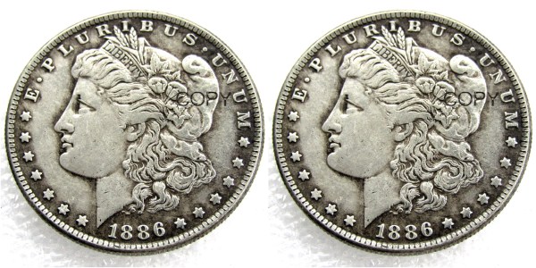 US 1886/1886 Morgan Dollar Two Faces Silver Plated Copy Coin