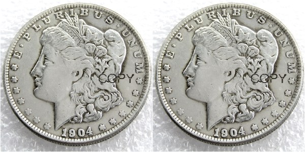 US 1904/1904 Morgan Dollar Two Faces Silver Plated Copy Coin