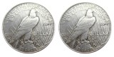 US Two Faces -P-P Double Eagles Peace Dollar Silver Plated Copy Coin