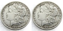 US 1891/1891 Morgan Dollar Two Faces Silver Plated Copy Coin