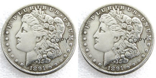 US 1891/1891 Morgan Dollar Two Faces Silver Plated Copy Coin