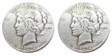US 1924/1924 Peace Dollar Two Faces Silver Plated Copy Coin