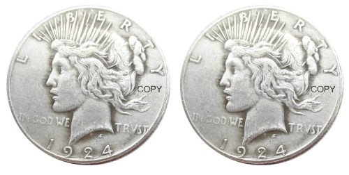 US 1924/1924 Peace Dollar Two Faces Silver Plated Copy Coin