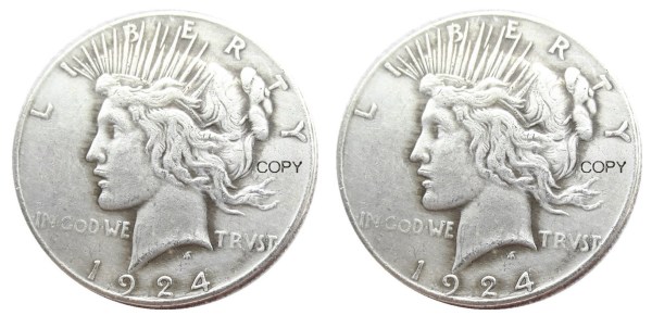 US 1924/1924 Peace Dollar Two Faces Silver Plated Copy Coin