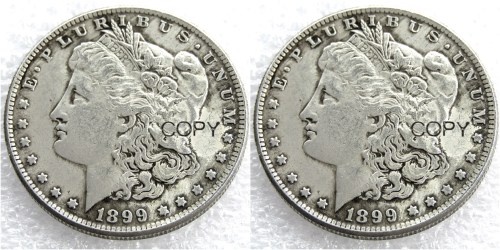 US 1899/1899 Morgan Dollar Two Faces Silver Plated Copy Coin