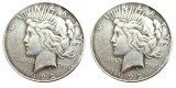 US 1922/1922 Peace Dollar Two Faces Silver Plated Copy Coin