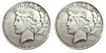 US 1922/1922 Peace Dollar Two Faces Silver Plated Copy Coin