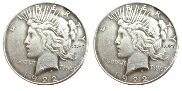 US 1922/1922 Peace Dollar Two Faces Silver Plated Copy Coin