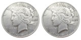 US 1927/1927 Peace Dollar Two Faces Silver Plated Copy Coin