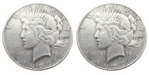 US 1927/1927 Peace Dollar Two Faces Silver Plated Copy Coin