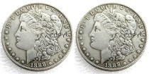 US 1888/1888 Morgan Dollar Two Faces Silver Plated Copy Coin
