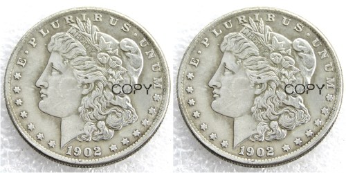 US 1902/1902 Morgan Dollar Two Faces Silver Plated Copy Coin