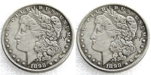 US 1898/1898 Morgan Dollar Two Faces Silver Plated Copy Coin