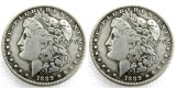 US 1889/1889 Morgan Dollar Two Faces Silver Plated Copy Coin