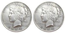 US 1964/1964 Peace Dollar Two Faces Silver Plated Copy Coin US 1964/1964 Peace Dollar Two Faces Silver Plated Copy Coin
