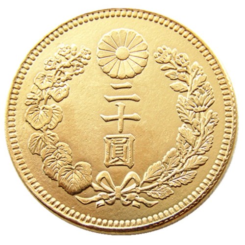 JP(178)Japan 20 Yen Gold-Plated Asian Taishō 1 year Gold Plated Copy Coin