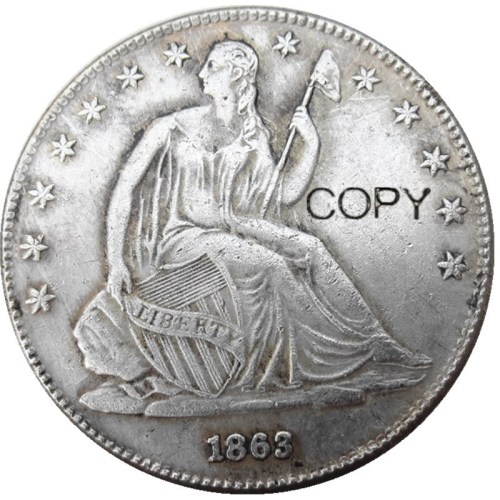US 1863S Liberty Seated Half Dollar Silver Plated Copy Coins