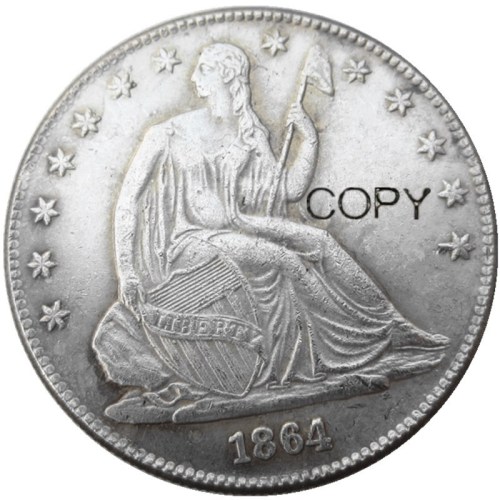 US 1864S Liberty Seated Half Dollar Silver Plated Copy Coins
