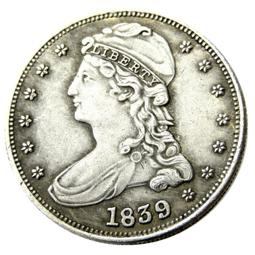 90% Silver US 1839 Capped Bust Half Dollar Copy Coin