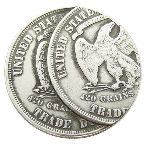 US 1879 Trade Dollar Two Faces Error Silver Plated Copy Coin