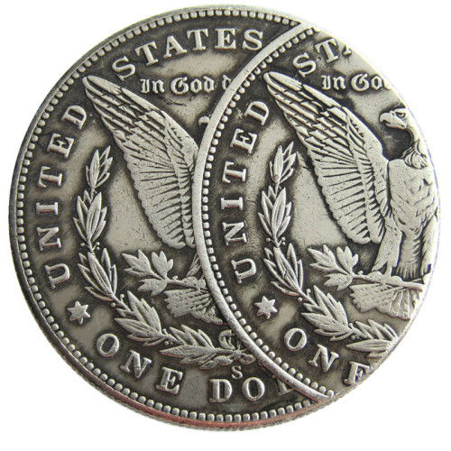 US 1893S Morgan Dollar Two Faces Error Silver Plated Copy Coin