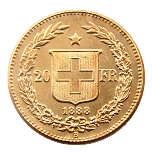 Switzerland 20 Frs 1888 Gold Plated Creative Copy Coin