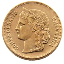 Switzerland 20 Frs 1888 Gold Plated Creative Copy Coin