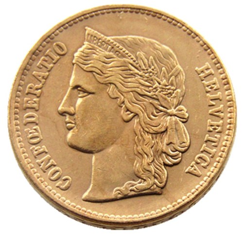 Switzerland 20 Frs 1888 Gold Plated Creative Copy Coin