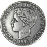 Puerto rico 1897 1 Peso Silver Plated Copy Coins