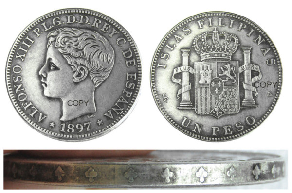 Puerto rico 1897 1 Peso Silver Plated Copy Coins