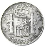 Puerto rico 1896 10 centavos Silver Plated Copy Coins