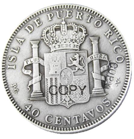 Puerto rico 1896 40 centavos Silver Plated Copy Coins