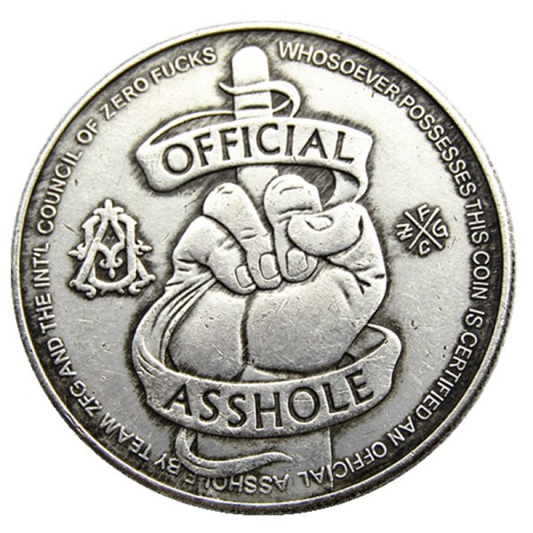 HB(187)US Hobo Fuck Asshole Offical One Dollar Silver Plated Copy Coin