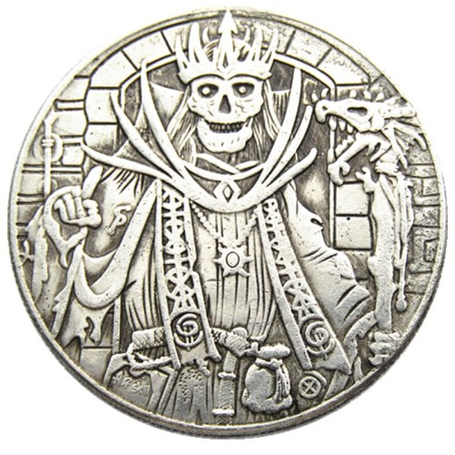 HB(185)HOBO US Morgan Silver Plated Dollar skull zombie skeleton Copy Coin