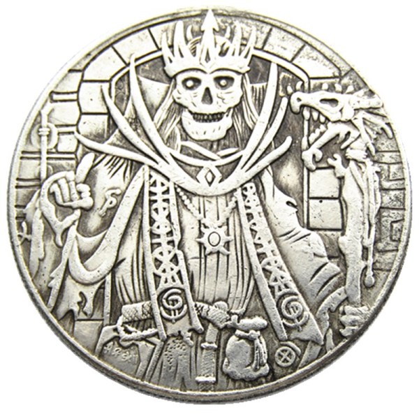 HB(185)HOBO US Morgan Silver Plated Dollar skull zombie skeleton Copy Coin