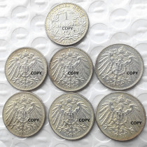 German 1 Mark 1893-ADEFGJ 6pcs MintmarkTo Chose Silver Plated Coin Copy