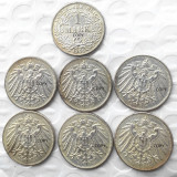 German 1 Mark 1905-ADEFGJ 6pcs MintmarkTo Chose Silver Plated Coin Copy