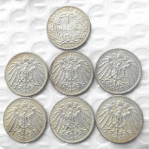 German 1 Mark 1892-ADEFGJ 6pcs MintmarkTo Chose Silver Plated Coin Copy