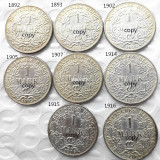 German 1 Mark 1892-1916-ADEFGJ 48pcs Silver Plated Coin Copy