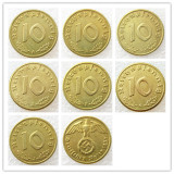 German A Set Of(1936-1939)ABDEFGJ 28pcs 10Pfennig 100% Brass Coin Copy