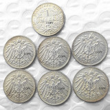 German 1 Mark 1892-1916-ADEFGJ 48pcs Silver Plated Coin Copy