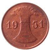 German 1930-1936 1 Pfennig 100% Copper Coin Copy