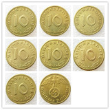 German A Set Of(1936-1939)ABDEFGJ 28pcs 10Pfennig 100% Brass Coin Copy