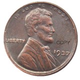 US 1937-P-S-D Lincoln Penny Cent 100% Copper Copy Coin