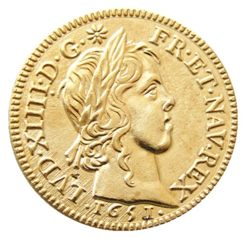France 1651A 1Louis Gold Plated Copy Coins