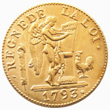 France 1793W 24LIVRES Gold Plated Copy Coins