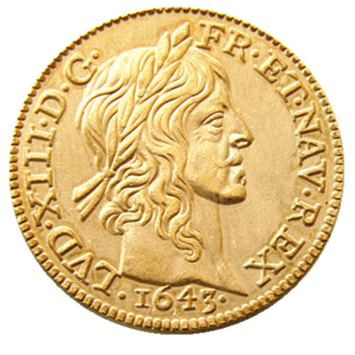 France 1643 1/2 Louis Gold Plated Copy Coins