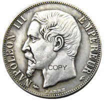 France A set of(1853-1863A)4pcs 2Francs Silver Plated Copy Coins