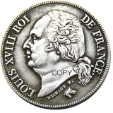 France A set of(1816-1821A) 10pcs 2Francs Silver Plated Copy Coins