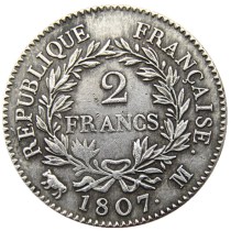France 1807M 2Francs Silver Plated Copy Coins